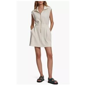 Varley Rosannah Zip Front Minidress In Egret. Size large (new)